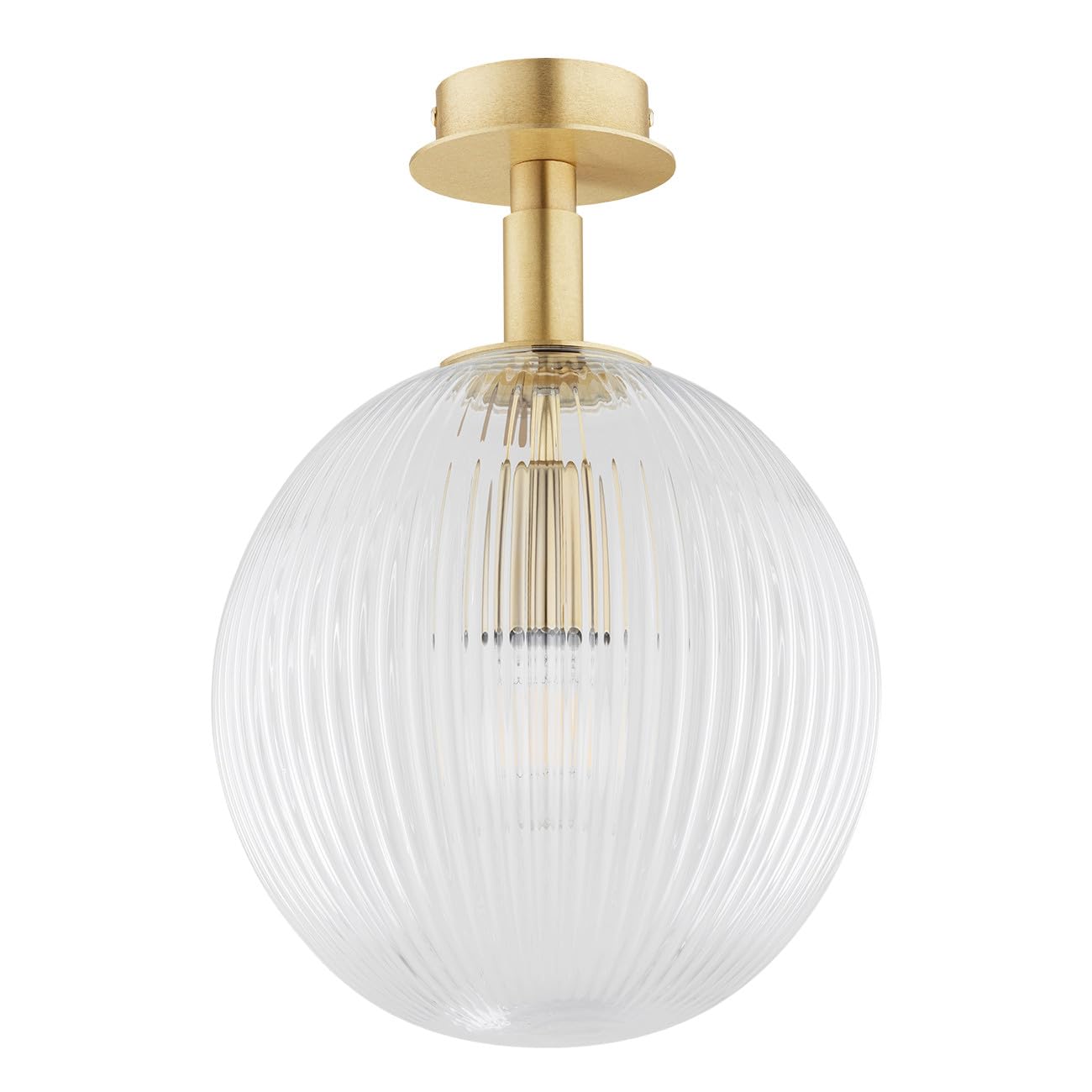 Argon PALOMA Lampada da soffitto a globo trasparente (Cannellato), ottone spazzolato