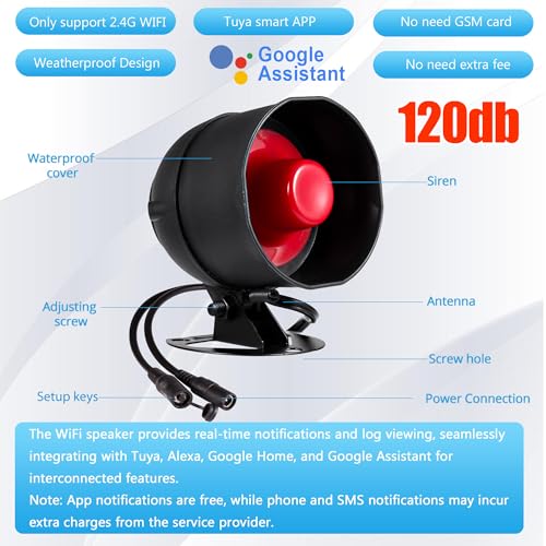 WiFi Alarm Home Security System, 120dB Alarm System with Motion Sensor and Remote Control, Wireless Alarm System for Shed Garage Alarm - Image 6