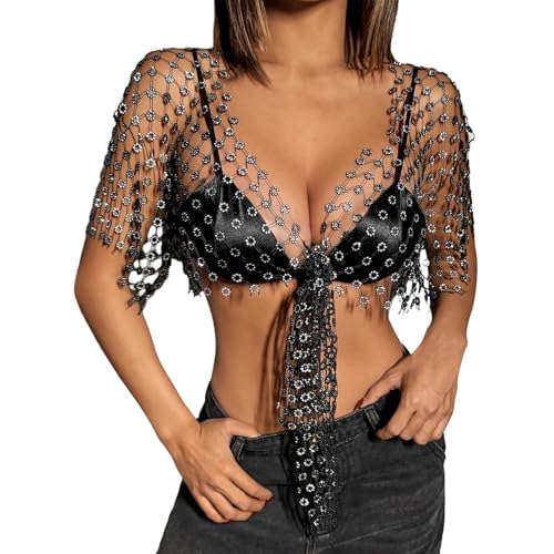 Chaîne de corps sexy haut à paillettes pour femme style BHS de festival et carnaval