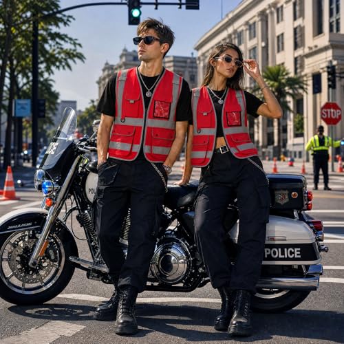 Image of XIAKE Reflective Safety Vest for Men & Women High Visibility Class 2 Vest with Pockets Meets ANSI Standards