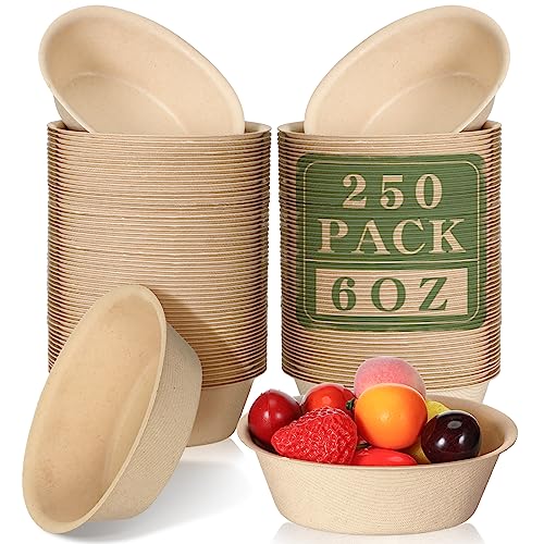 Dandat DANDAT-BOWLS-BFCK7823 6 Oz Disposable Paper Bowls Bulk Bowls Small Disposable Bowls Bagasse Dessert Bowls Disposable cover