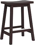 PayLessHere Bar Stools Set of 2 for Kitchen Counter Solid Wooden Saddle Stools 24-Inch Height Home Furniture Barstool, Brown