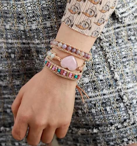 Image of Boho Stone Wrap Bracelet for Women,Turquoise Beaded Bracelet Jewelry Gift