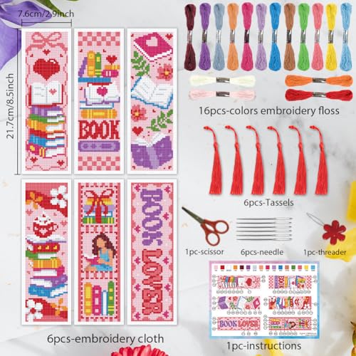 Kit marque-page point de croix facile avec guide pour adulte