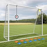 Soccer Goal for Backyard - 12×6/8×6/6×4 FT, Training and Tournament Size Metal Frame Soccer Net with Target Net, Shooting Target & 12 Training Cones for Kids Teens Adults Easy Assembly