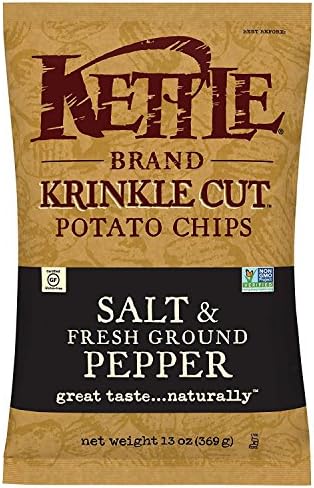 Kettle Brand Potato Chips, Krinkle Cut Salt and Pepper Bags, 13 Ounce (Pack of 5)
