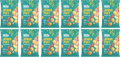 Image of Mille Jowar Puffs Chatpata Treat | 36% Millets | Baked | No Palm Oil | 0 Preservatives | Healthy Millet Snacks | Naturally Gluten Free | 35g x 6 (Pack of 2)