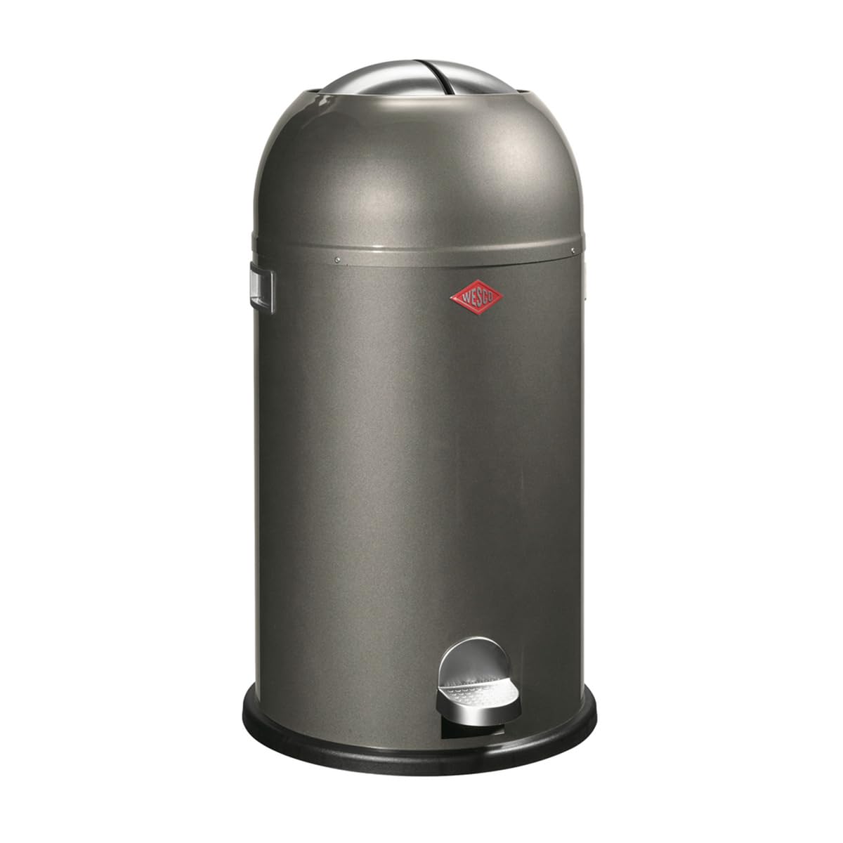 WESCO Kickmaster Abfallsammler, pulverbeschichtetes Stahlblech, eingebauter Dämpfer, 33 Liter Volumen, großer Einwurf