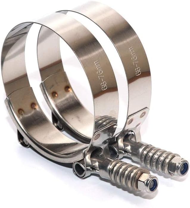2 Pack TMKOOL 75mm to 83mm Spring Loaded Constant Tension T Bolt Clamp Stainless Steel for 2.75" ID Coupler Hose (2PCS 75-83MM)