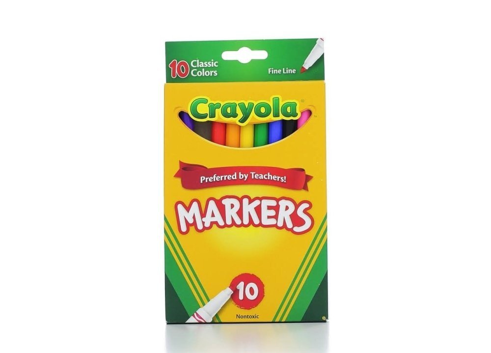 Crayola 58-7726 Classic Fine Line Markers Assorted Colors 10 Count, 2 Pack