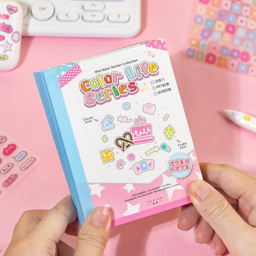ZHIJIANHZ 32-Sheet Mini Cute Sticker Book for Journaling and Scrapbooking,