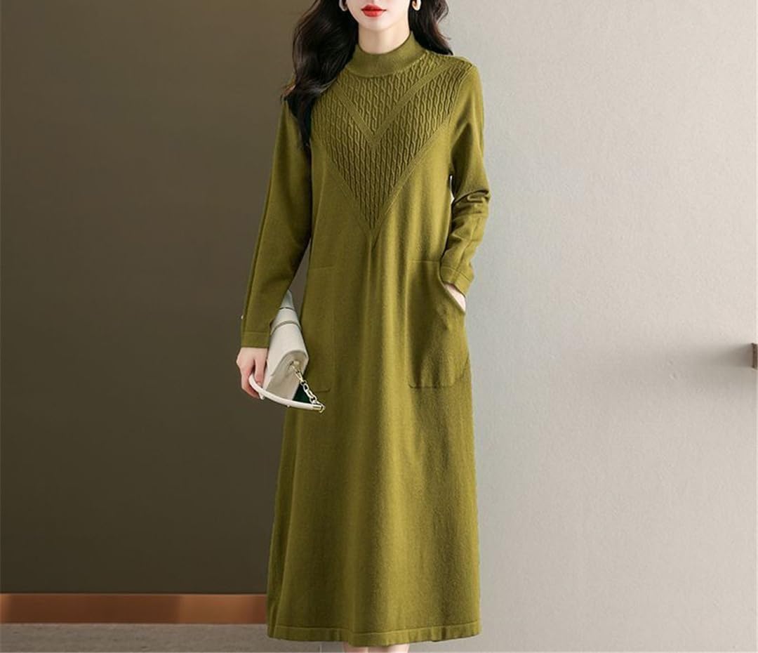 Oversize damskie sukienki dziewiarskie długi sweter na jesień zimę moda patchworkowy sweter ciepła sukienka