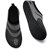 WateLves Barefoot Water Shoes for Women Men Travel Slippers Socks House Shoes Quick-Dry Aqua Socks for Beach Swim Pilates Yoga Dancing Camping Must Haves (Black Gray, 38/39)