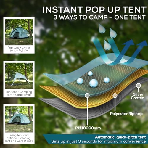 Carpa Instantánea Pop Up 4 Personas Impermeable Fácil Montaje miniatura 2