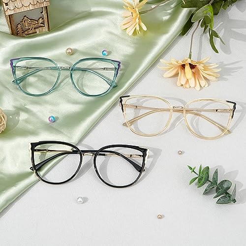 Image of Zeelool Cat Eye Eyeglasses Frame for Women Men Non-prescription Clear Lens ZJGX338746-06 Green