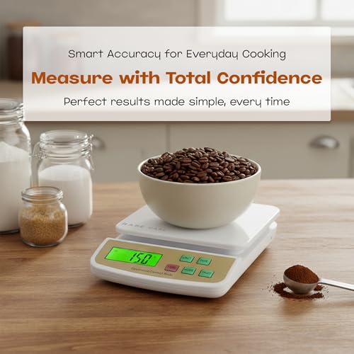 Image of Kitchen Weight Machine For Home | 10 KG Electronic Weighing Machine for Food | BackLit Tare Function 1 Year Warranty | Dual Weight Setting | Weighing Scale For Kitchen
