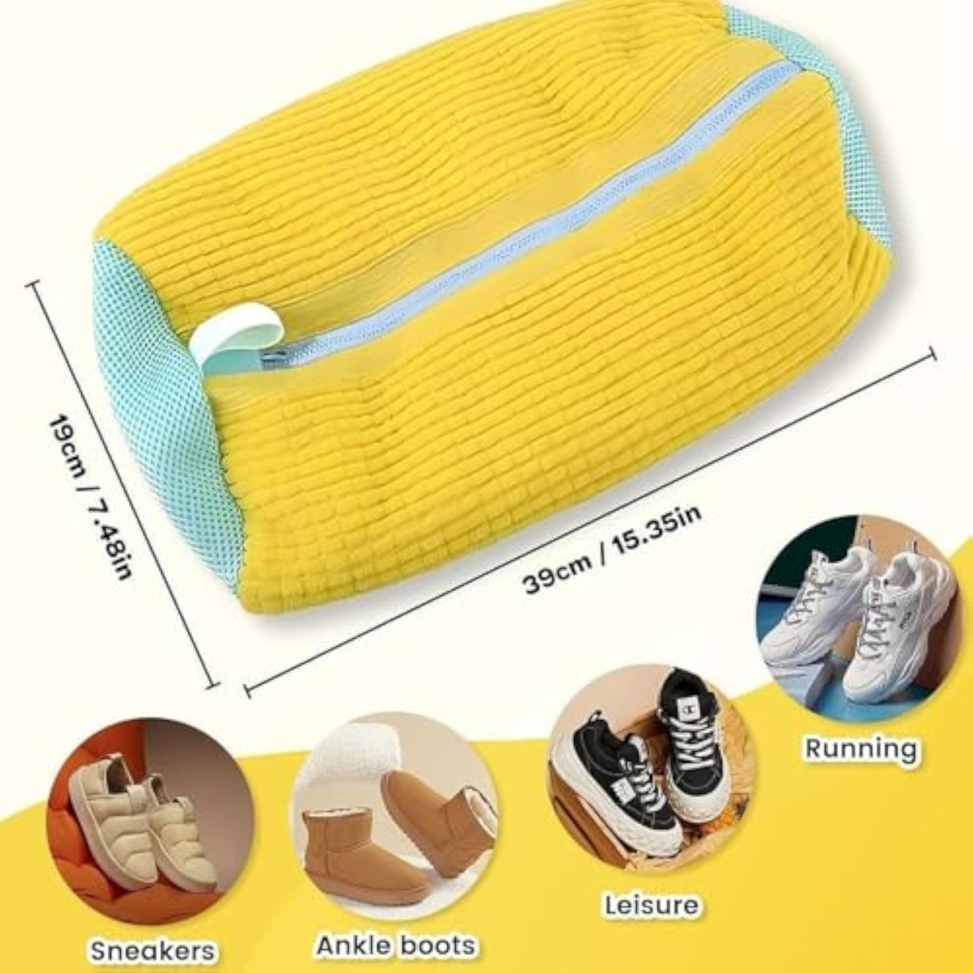 Shoe Washing Machine Bag for Canvas Shoes, Yellow