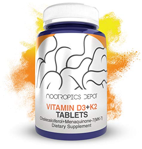Nootropics Depot Vitamin D3 + K2 With Vitamin C Tablets | 60 Count | 125Μg | Equivalent To 5000 Iu #TOP20