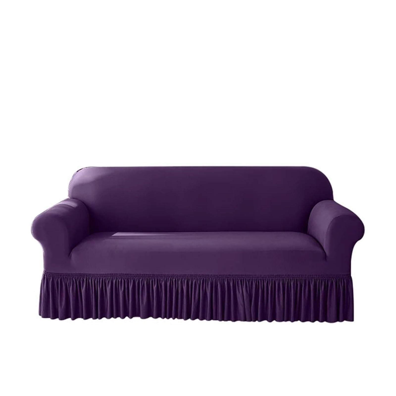 Housse de canapé 4 places extensible violette pour rénover un salon usé