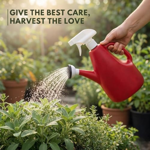 Image of Urban Upvan Watering and Spray Dual-Use Watering Can 1L | Garden Watering Sprayer Bottle with Adjustable Nozzle | Indoor Outdoor Plant Watering Tool for Home, Balcony & Garden (Red)