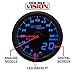MaxTow Double Vision 260 F Transmission Temperature Gauge Kit - Includes Electronic Sensor - Black Gauge Face - Blue LED Illuminated Dial - Analog & Digital Readouts - for Trucks - 2-1/16