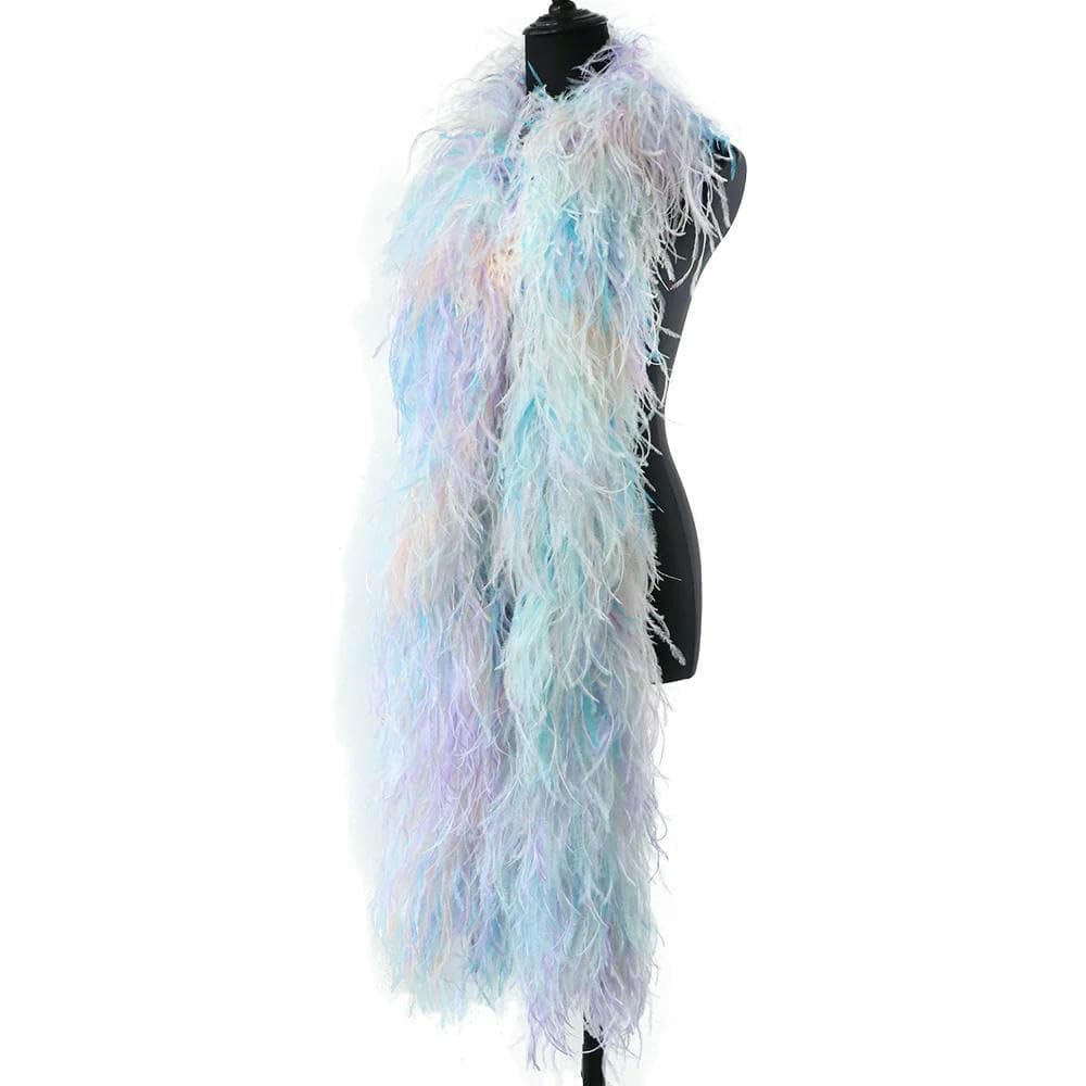 Boa en plumes d'autruche colorées mélangées de 0,5 à 3,0 m, 6 plis, plumes d'autruche moelleuses, châle pour fête de mariage, vêtements, couture, décoration, style boa, 5 à 6 plis, 2 m