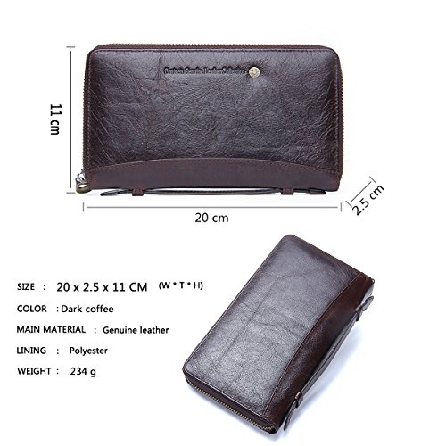 CONTACTS Leather Wristlets Clutch Bag Men Wallet Purse Zipper Large Capacity Business Card Organizer with Leather Strap Wristlet Purse for Men3