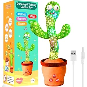 Rechargeable Dancing Talking Cactus Toy Mimics back, Singing Cactus Baby Toy, Educational Baby Toys 18 months+ w/ 51 English Songs, 1 Year Old Girl Gifts, Toys for Baby Boy, Toddler Infants