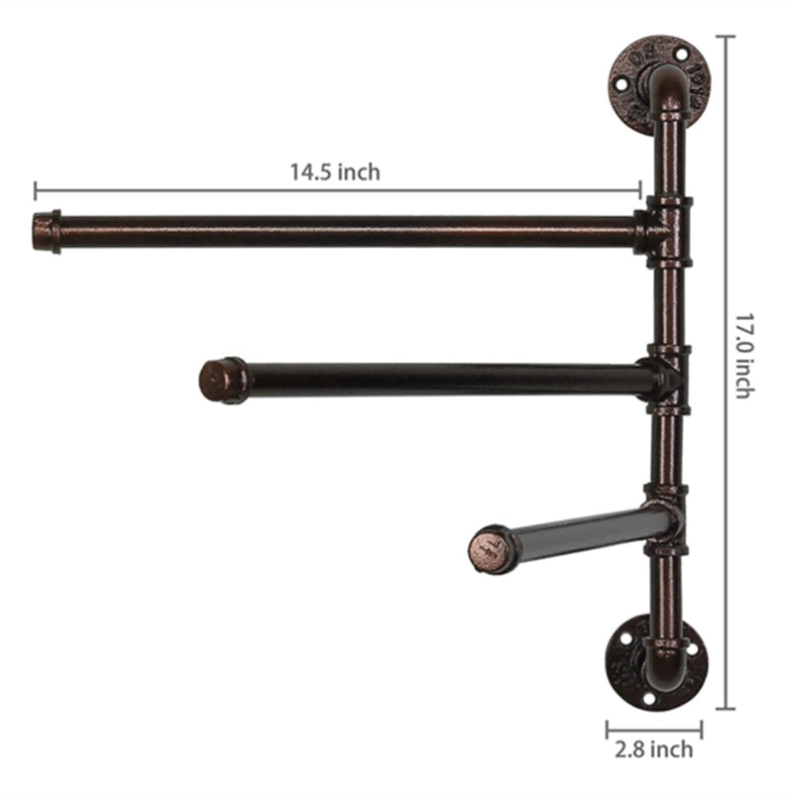 Toallero De Tubo Industrial, Estante Montado Industrial con 3 Barras De Toalla, Soporte De Hierro Rústico para Bricolaje, Estante Desgastado sobre Inodoro para Cocina, Pared De Baño, 1 Paquete