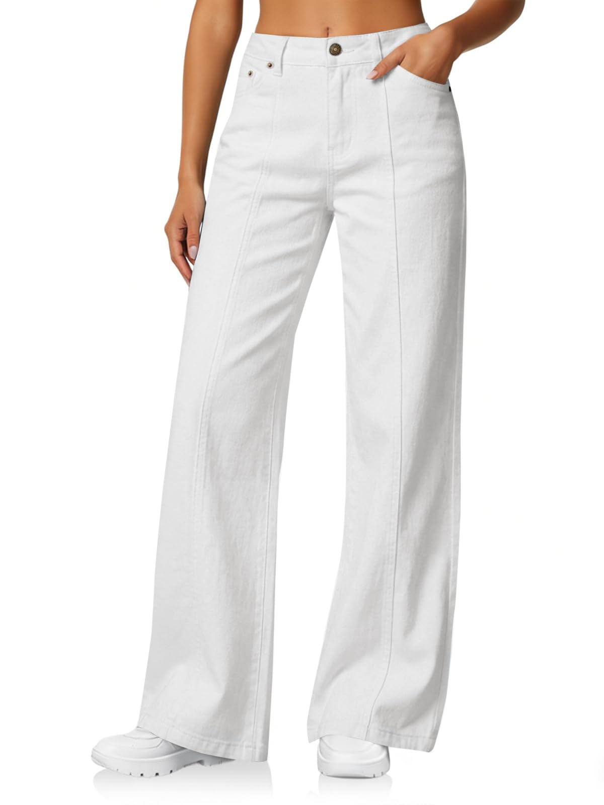 Cicy Bell Womens Wide Leg Jeans High Waisted Stretchy Baggy Denim Pants
