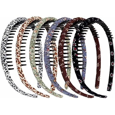 AMCAMI 6 Pcs Multicolor Protection Comb Headbands for Women Headbands with Teeth Non-slip Comfy Hair Bands Hoop Resin Thin Makeup Hair Bands for Washing Face Fashionable Hair Accessories for Girls Cover