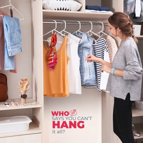 Usa-Made Heavy-Duty Plastic Hangers White (12, 18, 24, 30, 36, 72 Packs) Thick Strong Plastic Clothes Hangers Heavy Duty Hook | Suit Coat Hangers Plastic, Non-Slip Adult Hangers (24 Pack) #TOP5