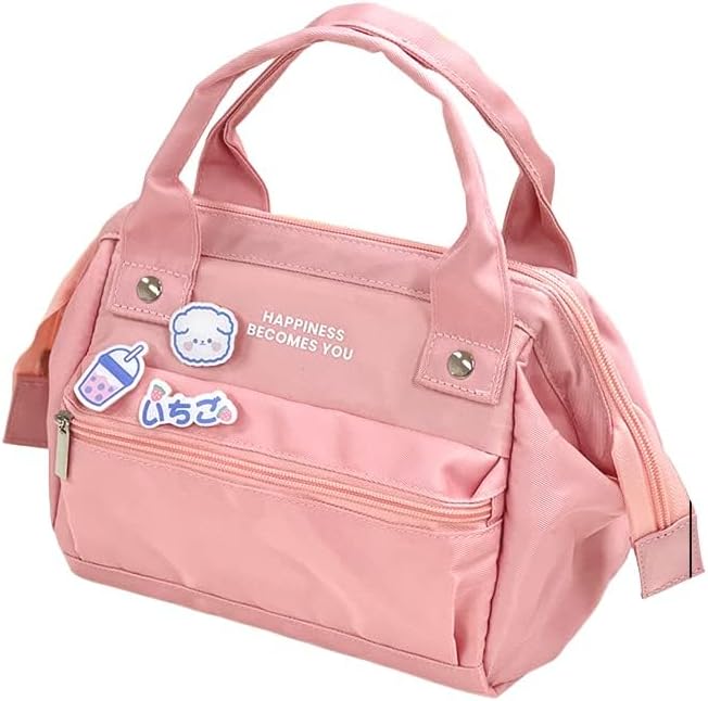 Miniatura 2 de AONUOWE Lonchera Kawaii - Bonita bolsa de mano con aislamiento estético para mujeres y niñas (rosa, S)