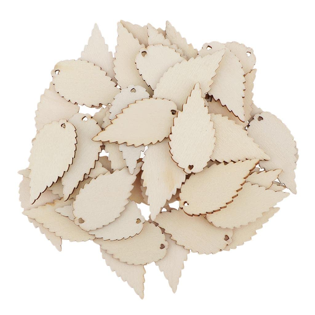 20 Étiquettes En Bois En Forme De Feuille à Suspendre - Pour Décoration, Customisation, Artisanat - Lot Avec Ficelle - Dimensions 3.9 X 3.1 Cm