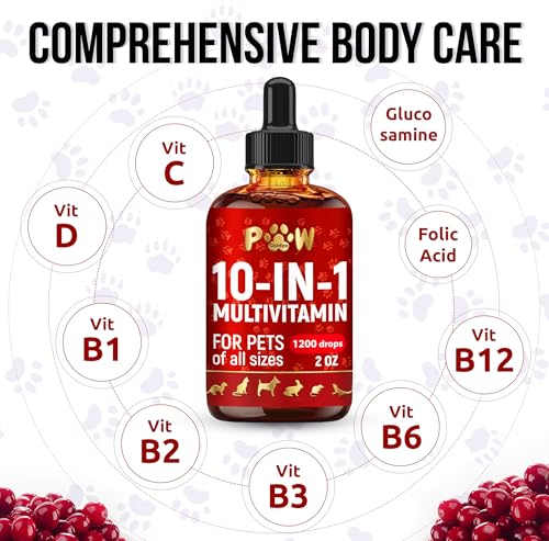 Liquid Multivitamin for Dogs with Glucosamine – Help with Allergies & UTIs – Dog Vitamins and Supplements – Cat Multivitamin for Hips & Joints – B, C & D3 for Coat Shining & Digestion – 2 oz - Image 4