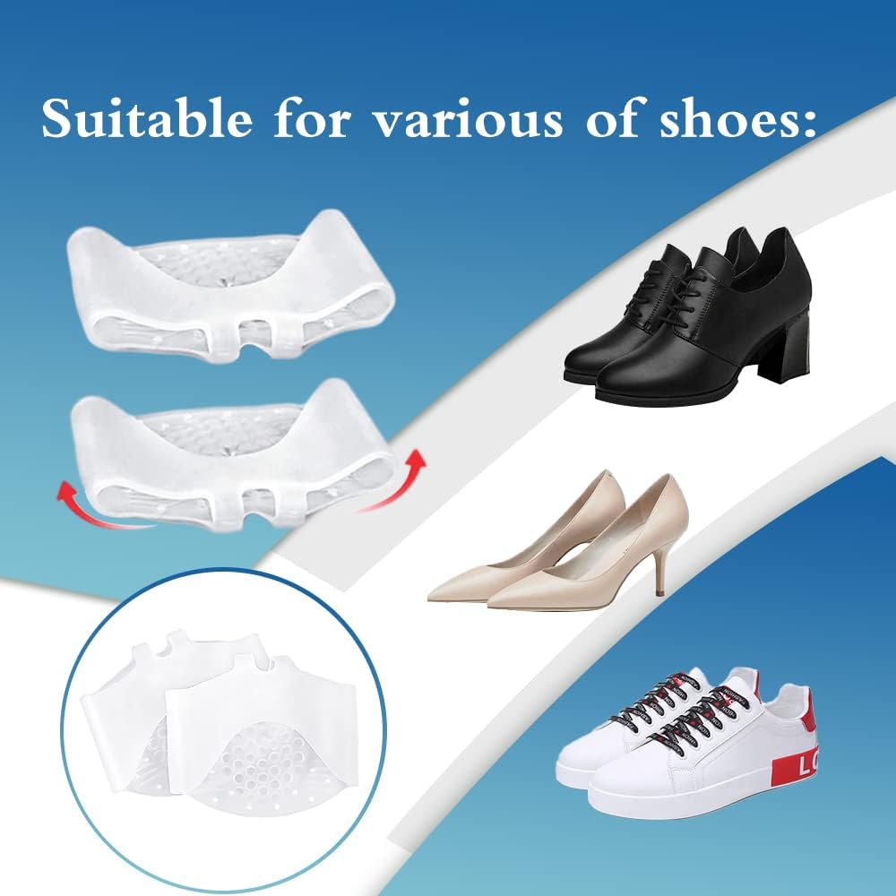 50% More Cushioning Metatarsal Pads, Pain Relief Ball of Foot Cushions - 2 Pairs - Breathable Forefoot Pads for Morton's Neuroma - Soft Gel Cushioning Shoe Inserts for Running Hiking Dancing