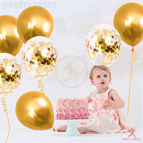 Image of Party Propz Golden Chrome Balloons & Golden Confetti Balloons for Birthday - Set of 18 Pcs Gold Balloons for Birthday Decoration | Gold balloons For Decoration (Latex)