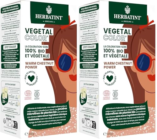 Coloration végétale Herbatint Warm Chestnut Power coloration bio Châtain Chaud