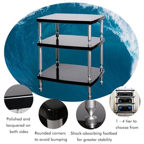 SRNSAEB Mueble Equipo HiFi Gabinete en Rack para Equipos de Audio de 1/2/3/4 Niveles, Soporte Multimedia para DVD Resistente Negro con Accesorio, Organizador de Estante para Consola de(1-Layer) - imagen 7