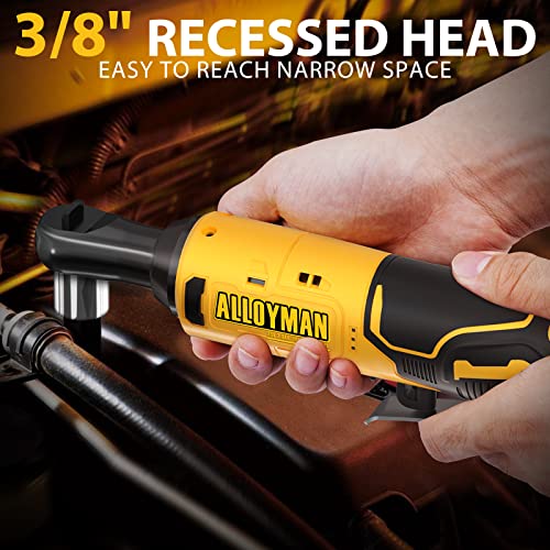 Alloyman 2 X 20V Power Ratchet Wrench Kit, 450 Rpm 3/8 Inch Cordless Electric Ratchet Wrench With Variable Speed Trigger, 7 Sockets, 1/4" Adapter & 1-Hour Fast Charger #TOP4