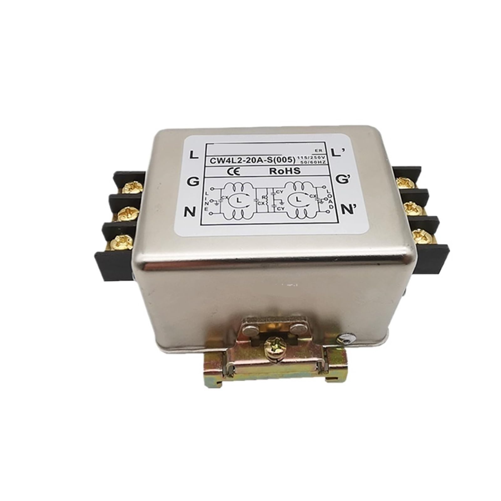 JJHQOKYNA AC Power Filter 220V 20A 10A Anti-Interference CW4L2-20A-S Rail Terminal(CW4L2-20A-S 005 20A)