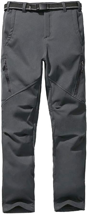 Asfixiado Kids Ski Pants,Boy Youth Fleece Lined Windproof Waterproof Hiking Snow Soft Shell Warm Insulated Trousers #9037 Grey-L : Sports & Outdoors
