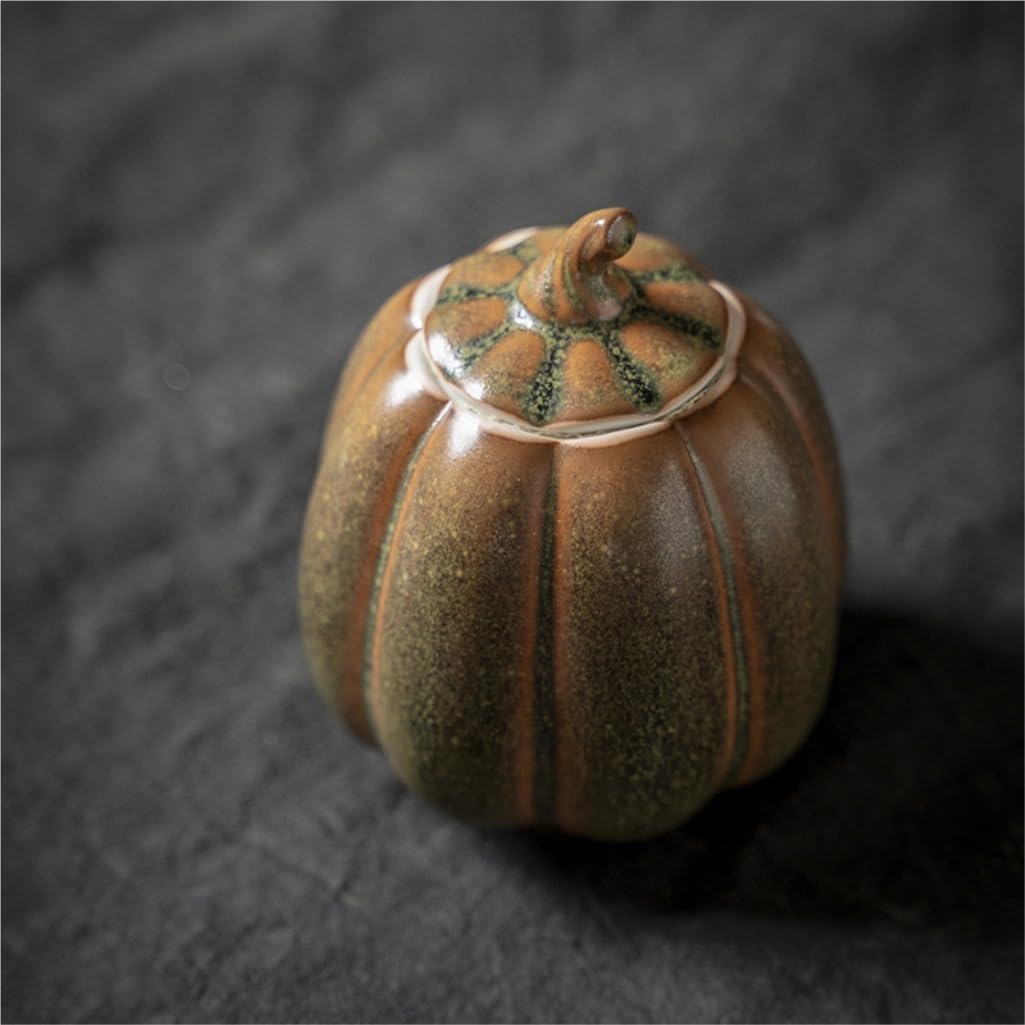 SONGCHAO Sugar Jar Retro Ceramic Tea Storage Jar Small Pumpkin Sealed Jar Suitable for Holding Coffee Powder, Tea, Sugar, Salt, Etc. Tea Canister