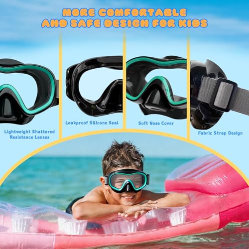 Equipo de snorkel para niños CTSAYTL 4 en 1 con máscara panorámica, snorkel Dry Top, aletas ajustables y bolsa de viaje miniatura 4