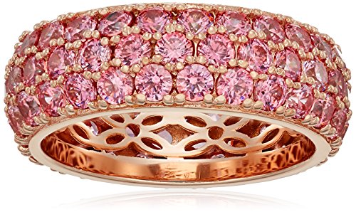 Amazon Collection Rose-Gold-Plated Sterling Silver 3 Row Pave Ring set with Round Swarovski Zirconia (3.45 cttw), Size 7