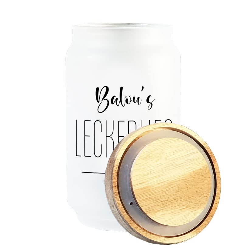 Cadouri Leckerlidose LECKERLIES aus Borosilikatglas - 700 ml┊personalisiert mit Name┊Aufbewahrungsdose für Hundekekse┊tolle Geschenkidee für Hundebesitzer