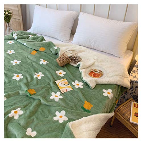 Manta Doble Franela de Piel de Cordero cómodo y Transpirable fácil de almacenar (Color : Avocado Green)