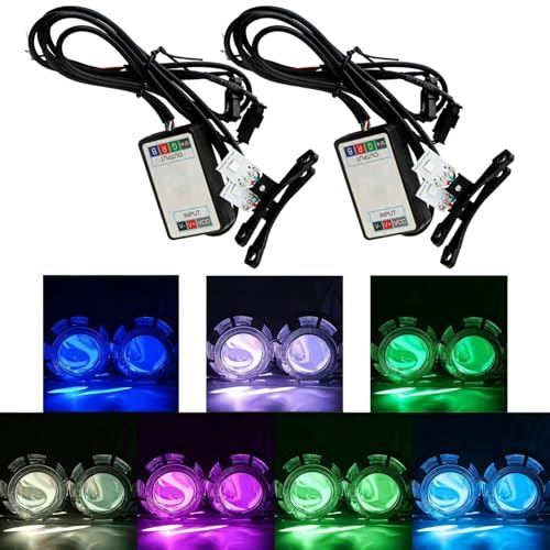 2 Pcs RGB Devil Eyes Led for Car, Color-Changing Eye Lights with Wireless Control, App-Based Customization for Safety