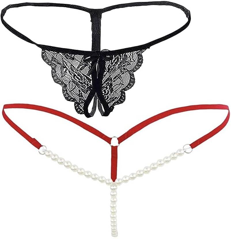 meezx fashion Women's Lingerie Set with Black Lace Butterfly Thong and Red Pearl String, 2 Pieces-picture-45