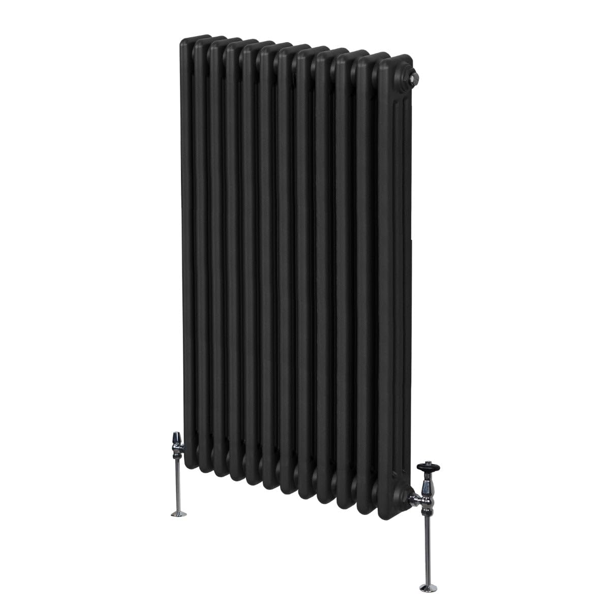 Tradycyjny grzejnik 3-kolumnowy 1500 mm x 562 mm nowoczesny grzejnik centralnego ogrzewania, matowy, czarny, stal węglowa, pionowy, montowany na ścianie, kuchnia, salon, łazienka, zestaw do mocowania